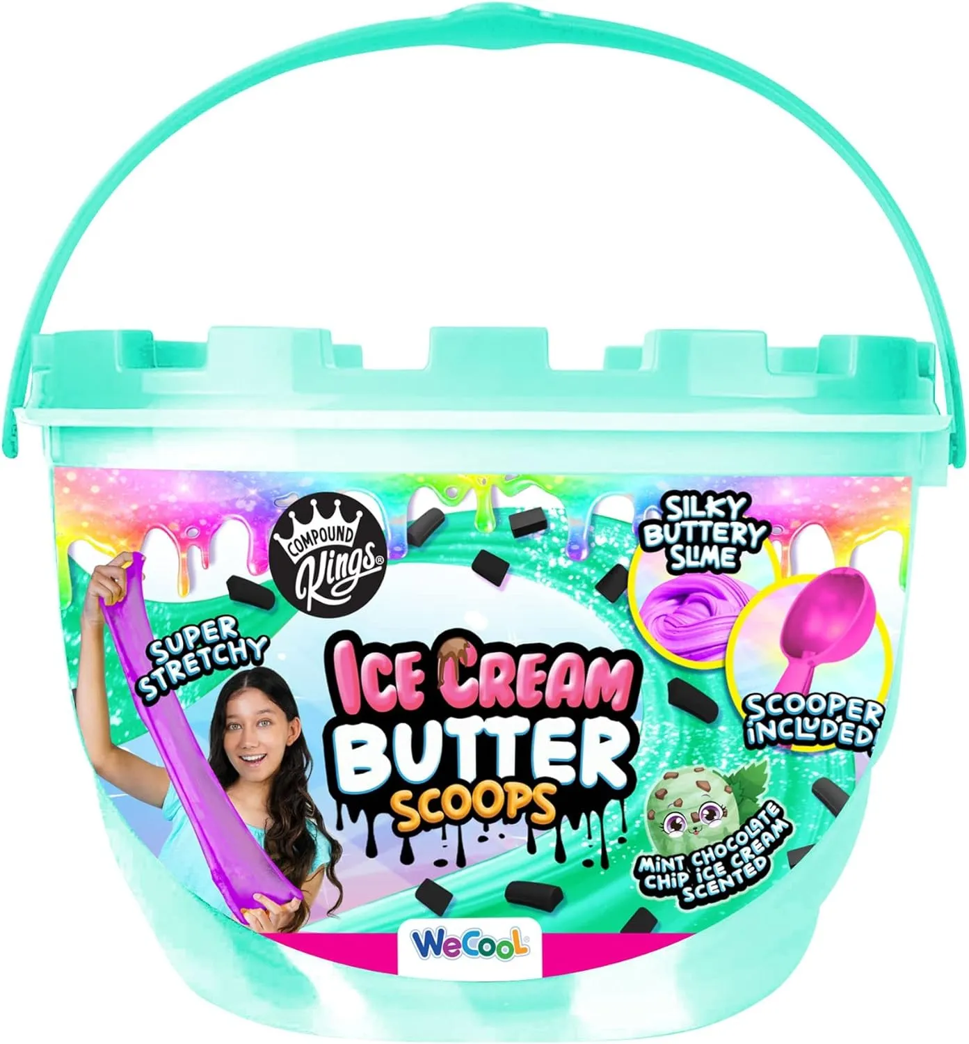 Compound Kings Ice Cream Butter Cloudz Scented Large Slime Bucket for Kids – Soft, Squishy, Non-Toxic Sensory Toy | Mint Chocolate Chip Slime Gift