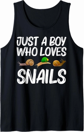 Cool Snail Art For Boys Kids Slug Trumpet Land Garden Animal Tank Top