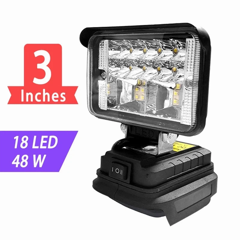Cordless LED Spotlight 3/4/5/8 Inch for Outdoor Work & Fishing, Handheld Emergency Light Compatible with 20V Battery