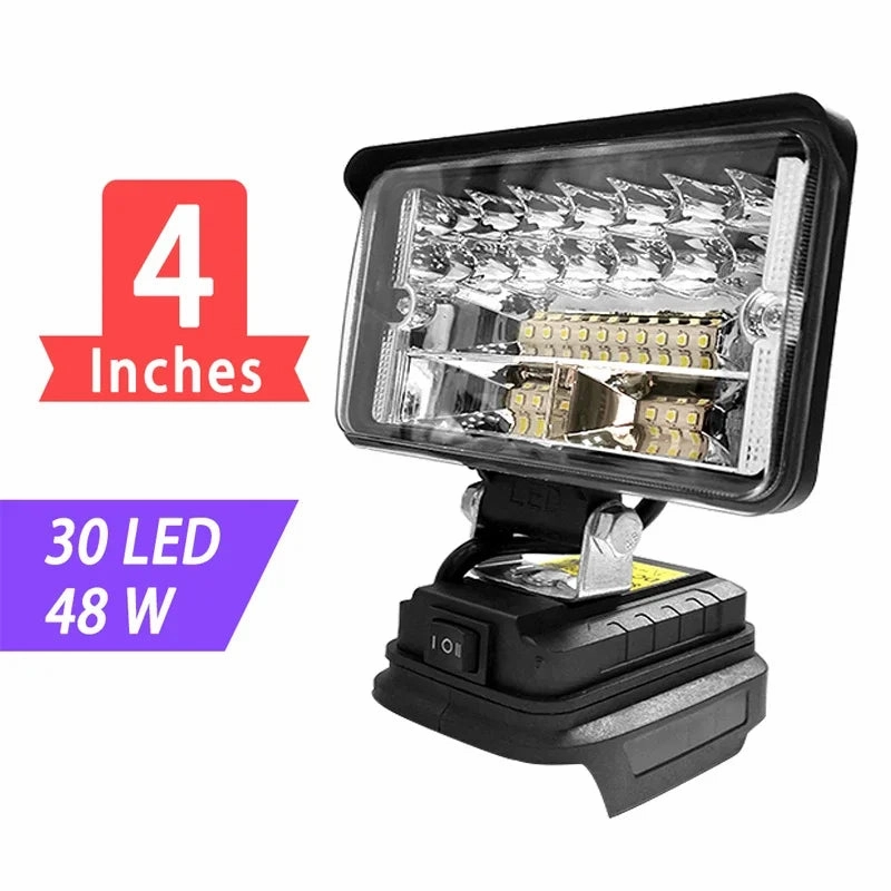 Cordless LED Spotlight 3/4/5/8 Inch for Outdoor Work & Fishing, Handheld Emergency Light Compatible with 20V Battery