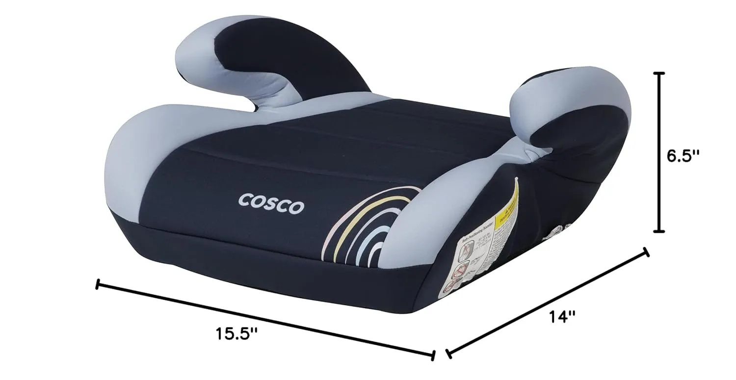 Cosco Topside Backless Booster Car Seat, Lightweight Booster Seats for Cars 40-100 lbs, Backless Booster Seat for Car, Rainbow