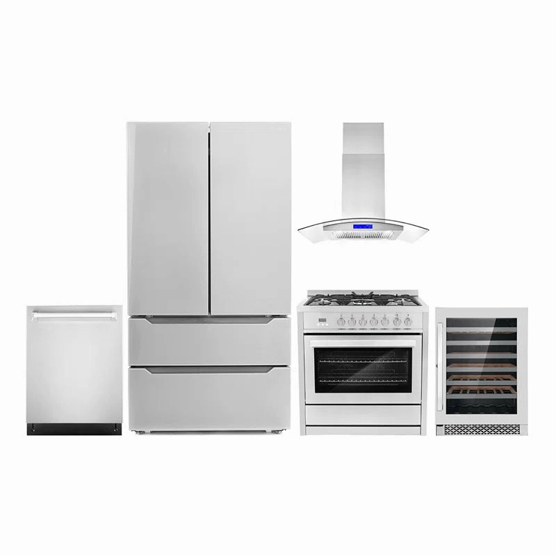 Cosmo 5-Piece Kitchen, 36″ 240V Dual Fuel Range and 36″ Island Range Hood - COS-5PKG-065