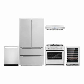 Cosmo 5-Piece Kitchen, 36″ 240V Dual Fuel Range and 36″ Under Cabinet Range Hood - COS-5PKG-015