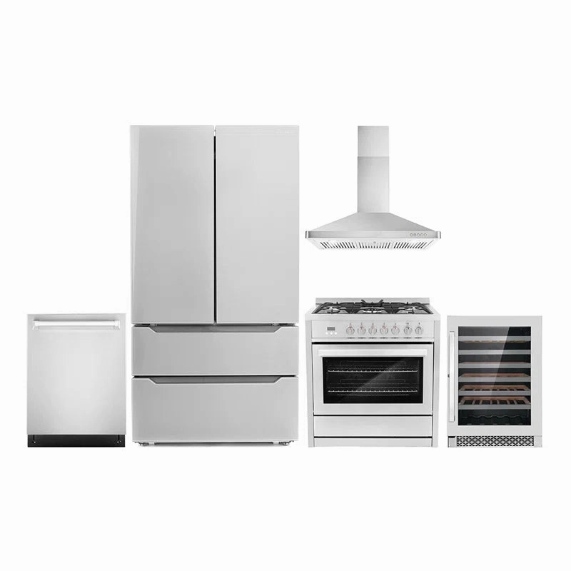 Cosmo 5-Piece Kitchen, 36″ 240V Dual Fuel Range and 36″ Wall Mount Range Hood - COS-5PKG-016