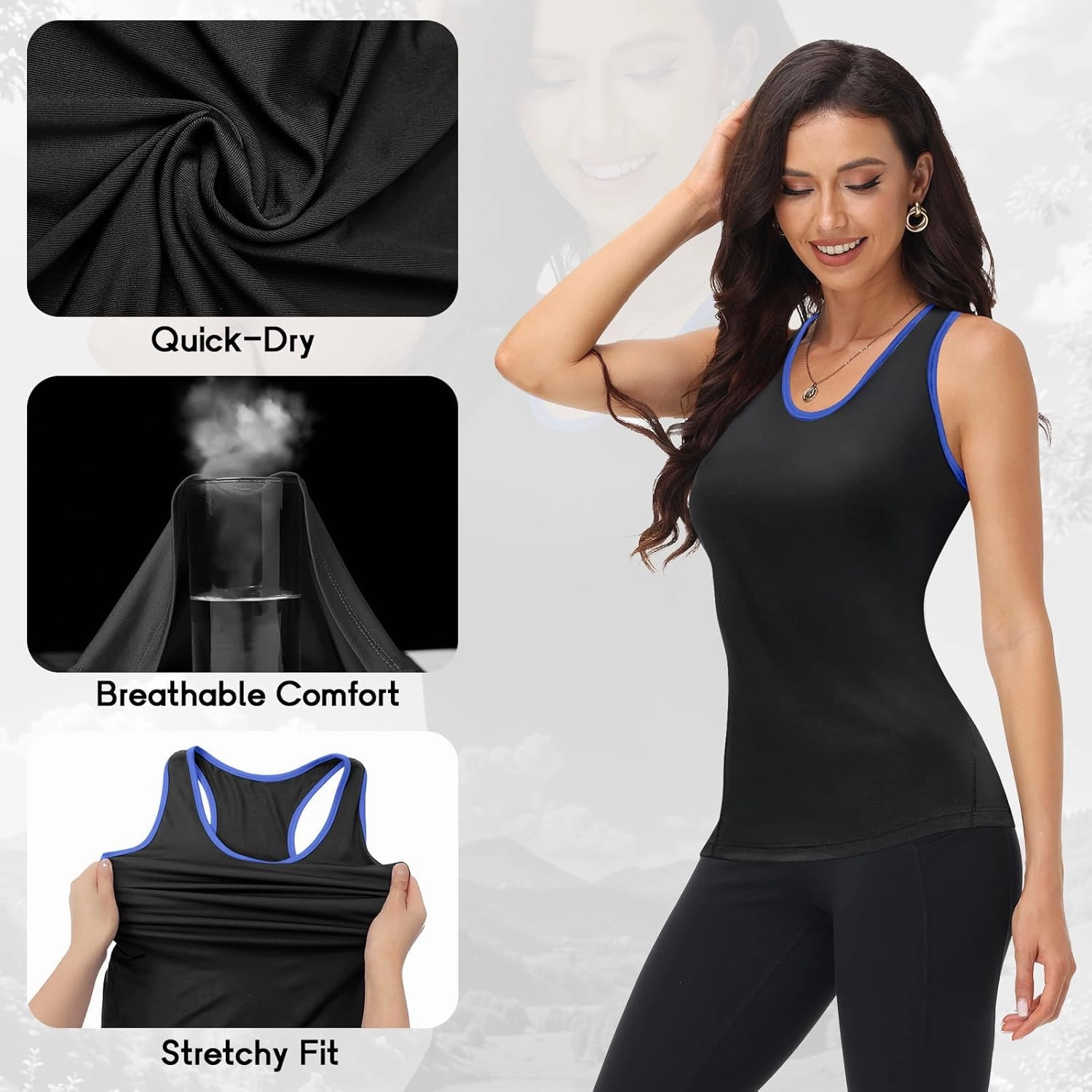 Coume 4 Pack Women's Compression Tank Tops Workout Racerback Tops Basic Sleeveless Athletic Yoga Shirts Dry Fit