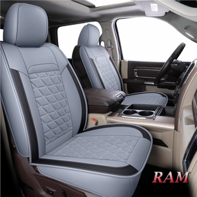 Coverado Seat Covers for Dodge Ram Full Set, Waterproof Truck Car Seat Cover Protectors Custom Fit for 2002-2025 Dodge RAM 1500 2500 3500 with Curved Bench(Gray)