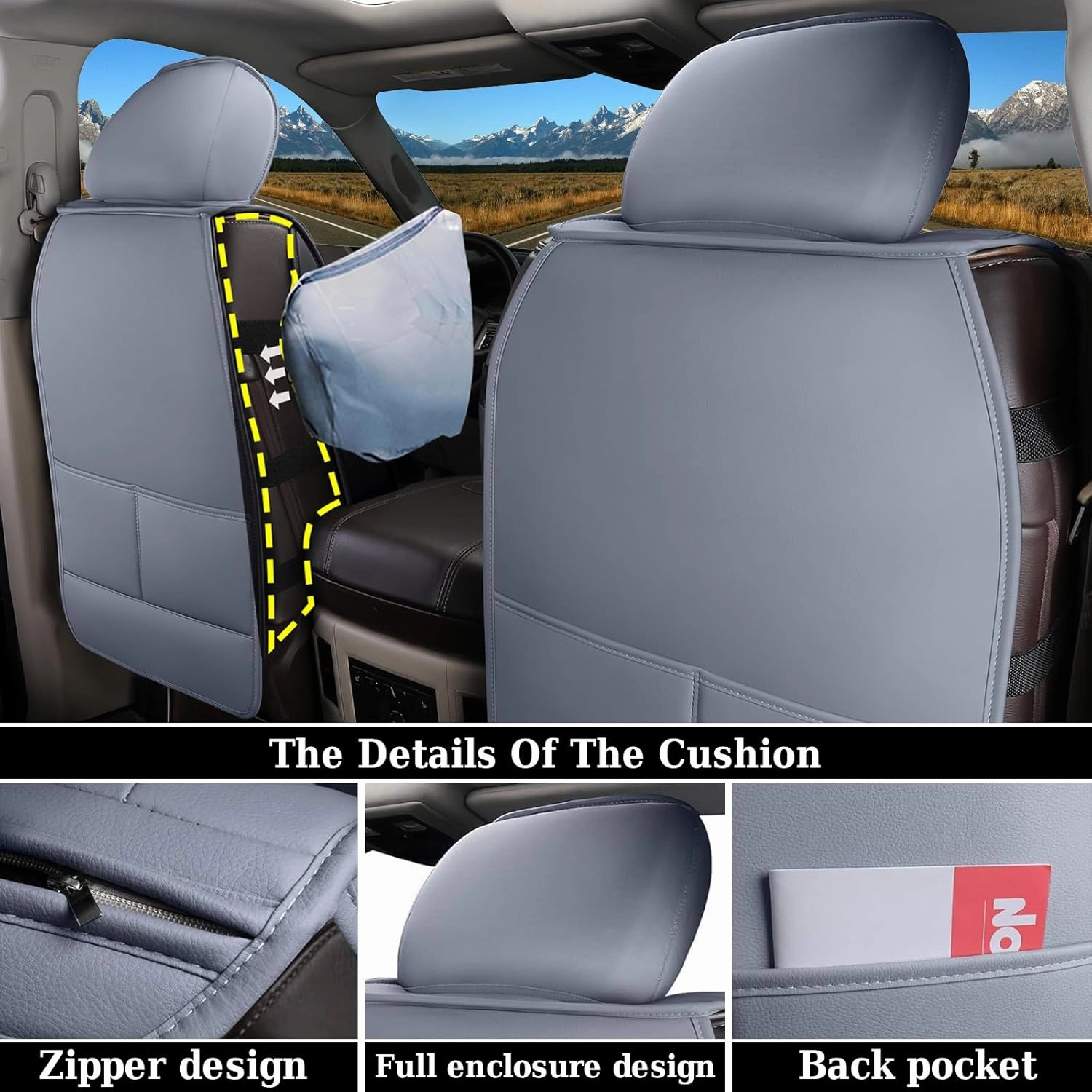 Coverado Seat Covers for Dodge Ram Full Set, Waterproof Truck Car Seat Cover Protectors Custom Fit for 2002-2025 Dodge RAM 1500 2500 3500 with Curved Bench(Gray)