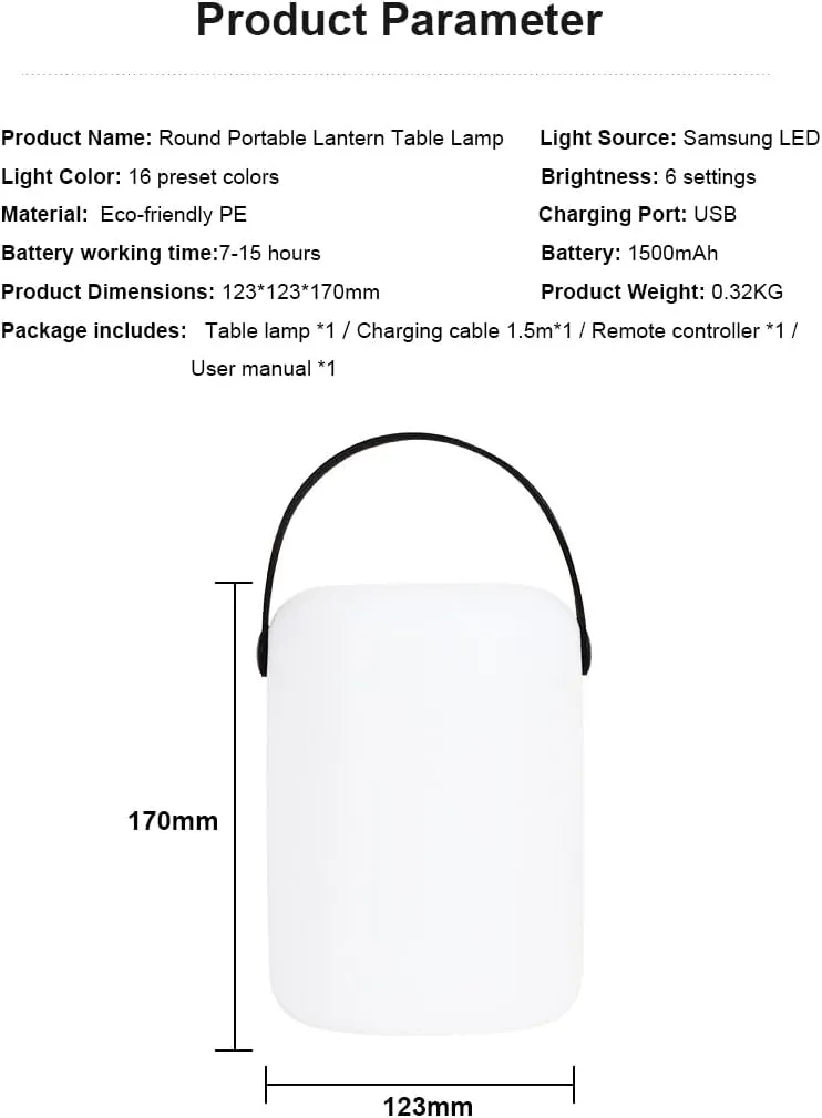 Creative Dragon Egg Camping Light Water-Resistant Lantern with Rechargeable Batteries & Handle for Carrying or Hanging, Camping,Patio,Emergencies & More (Cylindrical)