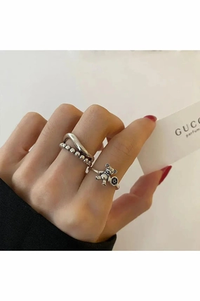 Creative Silver Bear Rings
