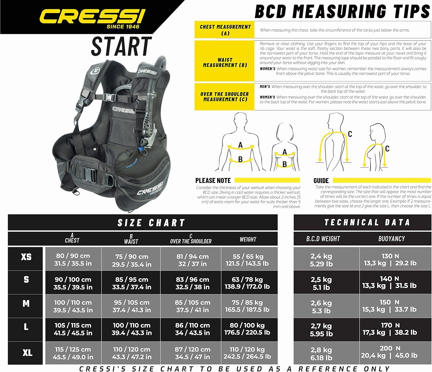 Cressi Durable Start Jacket Style BCD for Scuba Diving: Designed in Italy since 1946