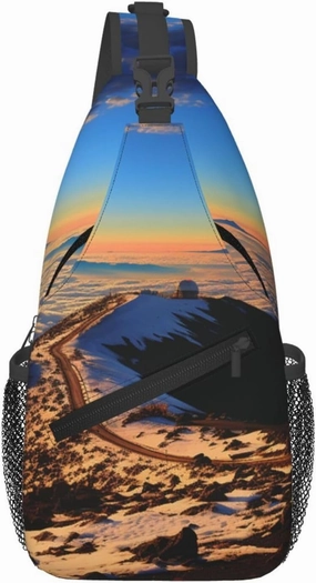 Crossbody Bag Sling Backpack Mauna Kea Summit Sunset Travel Hiking Chest Bag Daypack for Women Men