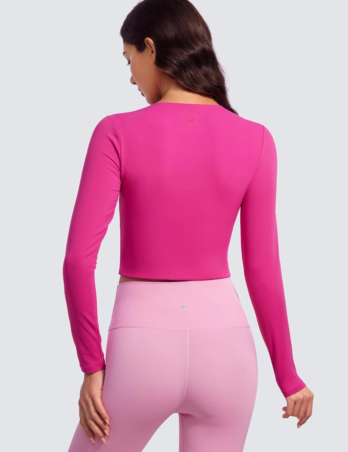 CRZ YOGA Butterluxe Double Lined Long Sleeve Workout Tops for Women Crew Neck Fitted Crop Tshirts Casual Tight Basic Shirts
