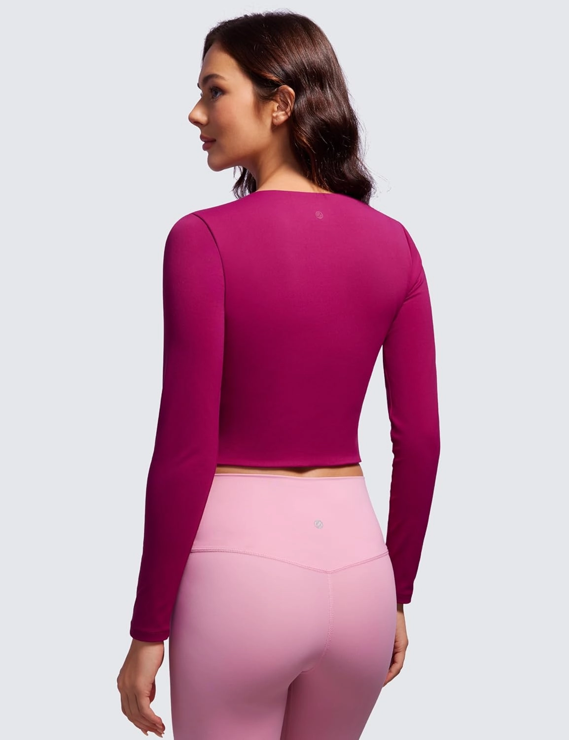 CRZ YOGA Butterluxe Double Lined Long Sleeve Workout Tops for Women Crew Neck Fitted Crop Tshirts Casual Tight Basic Shirts