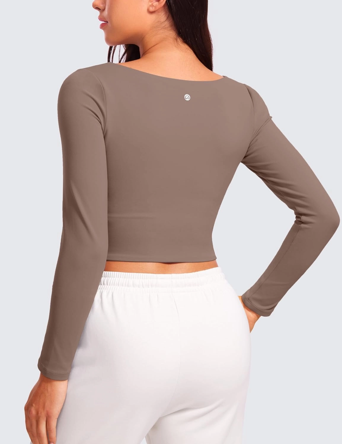CRZ YOGA Womens Butterluxe Double Lined Long Sleeve Crop Top Square Neck Workout Athletic Casual Cropped Fitted Basic Shirts