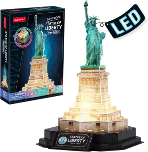 CubicFun 3D Puzzle LED Statue of Liberty with Colorful Lights 3D Puzzles for Adults Model Kits New York Building Crafts for Adults Brain Teaser Architecture Desk Puzzle Gifts for Women Men