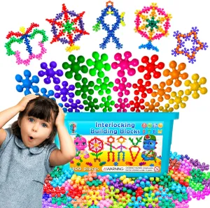 Curious 2 Learn 300 Pieces Building Blocks- Kids STEM Educational Building Toys- Discs Sets Interlocking, Solid Plastic for Preschool Kids Boys and Girls Aged 3 , Creativity Toys