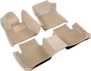 Custom Double Layer Car Floor Mat Compatible for Genesis GV70 2021 2022 2023 Auto Carpet Accessories Syling Interior Parts (Color : Beige)