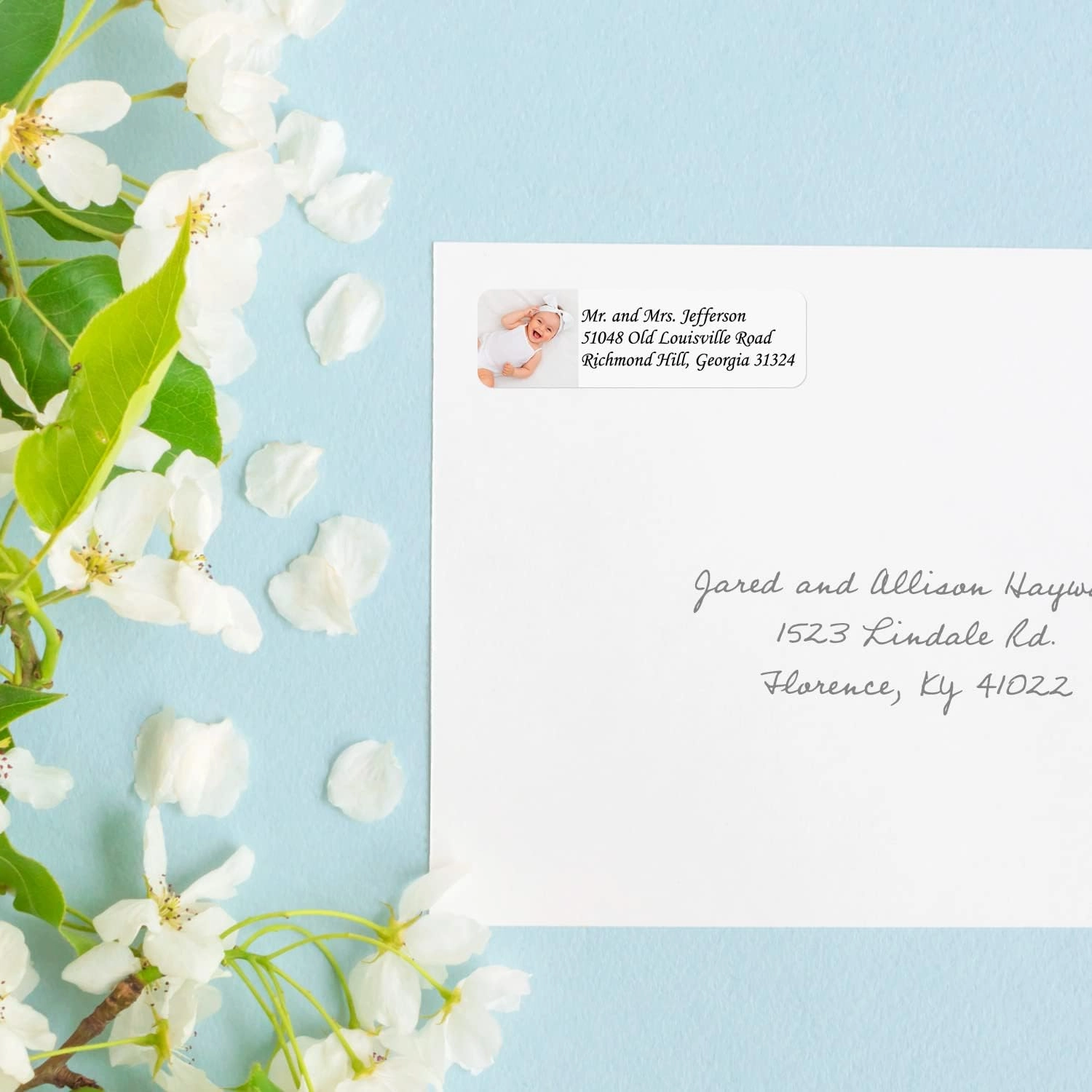 Custom Image Upload Italic Rolled Address Labels / 500 Personalized Return Address Labels/Designer Address Stickers in Elegant Plastic Dispenser