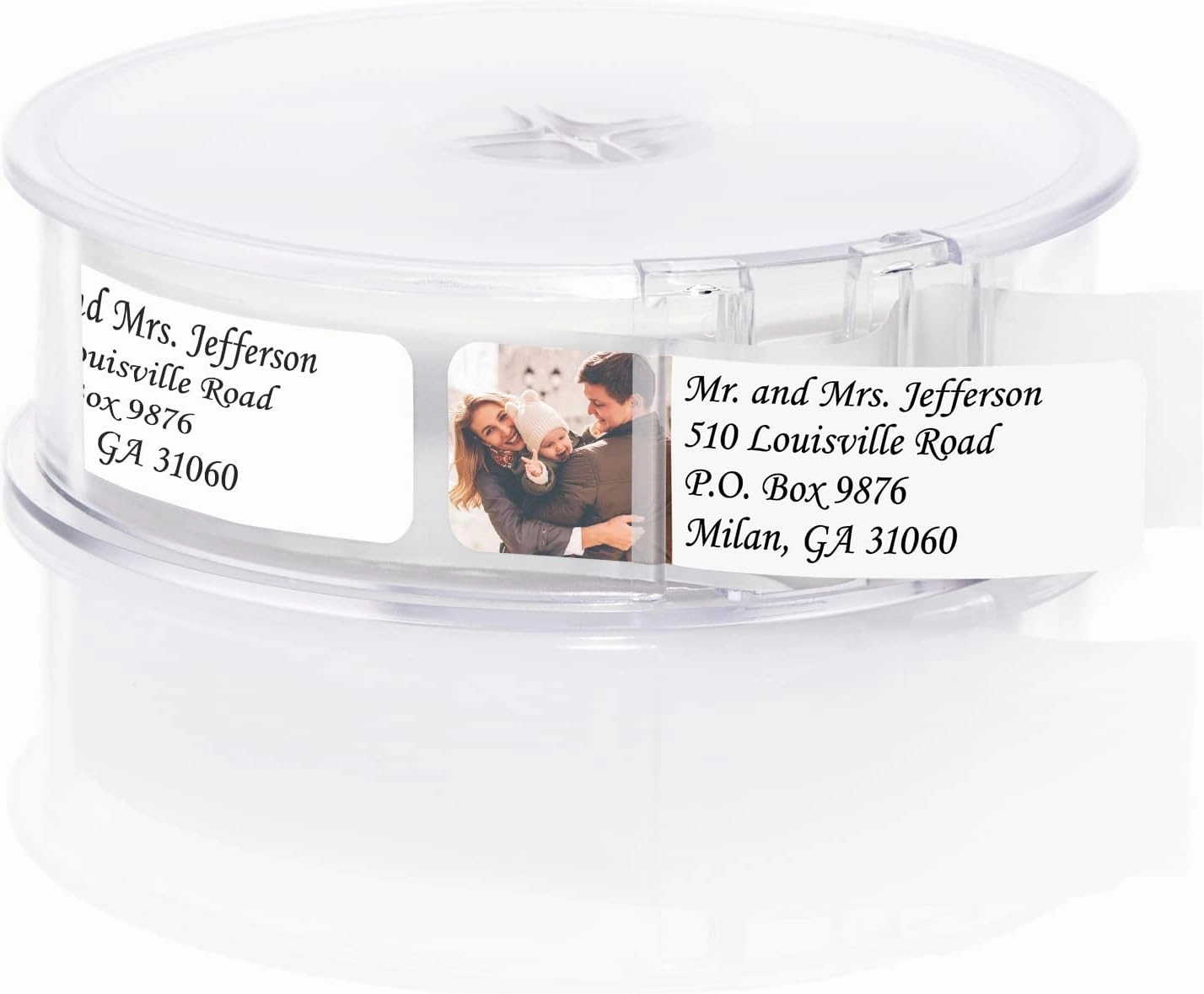 Custom Image Upload Italic Rolled Address Labels / 500 Personalized Return Address Labels/Designer Address Stickers in Elegant Plastic Dispenser