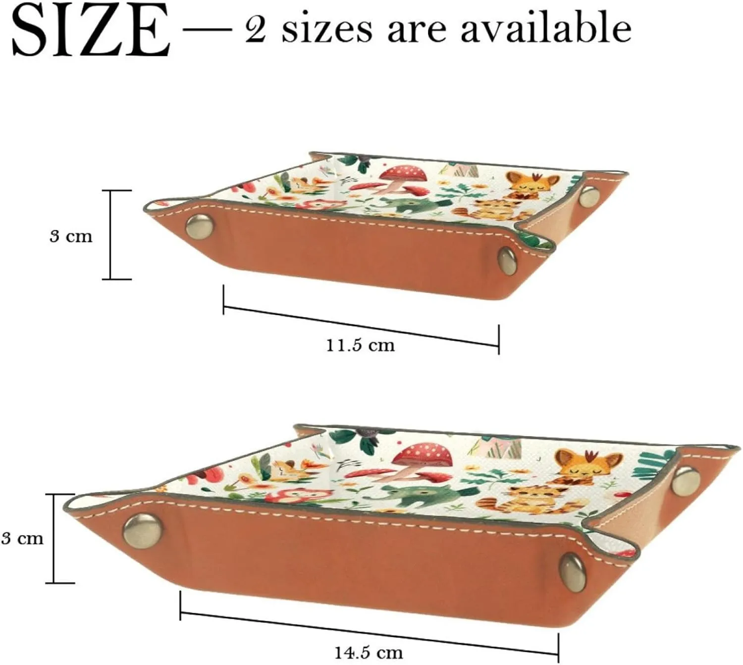 Cute Forest Animals Family Jewelry Drawer Organizer Tray, Small Stacking Tray for Women and Girls, Earring, Bracelet, and Ring Storage, Key Tray for Entryway Table, Decorative and Functional