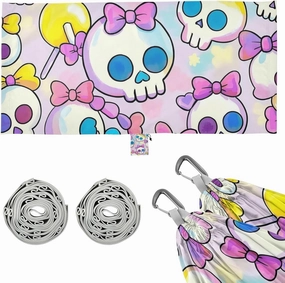 Cute Bow Skull Color Camping Hammocks with Tree Straps Fabric Hammock for Indoor Outdoor Patio