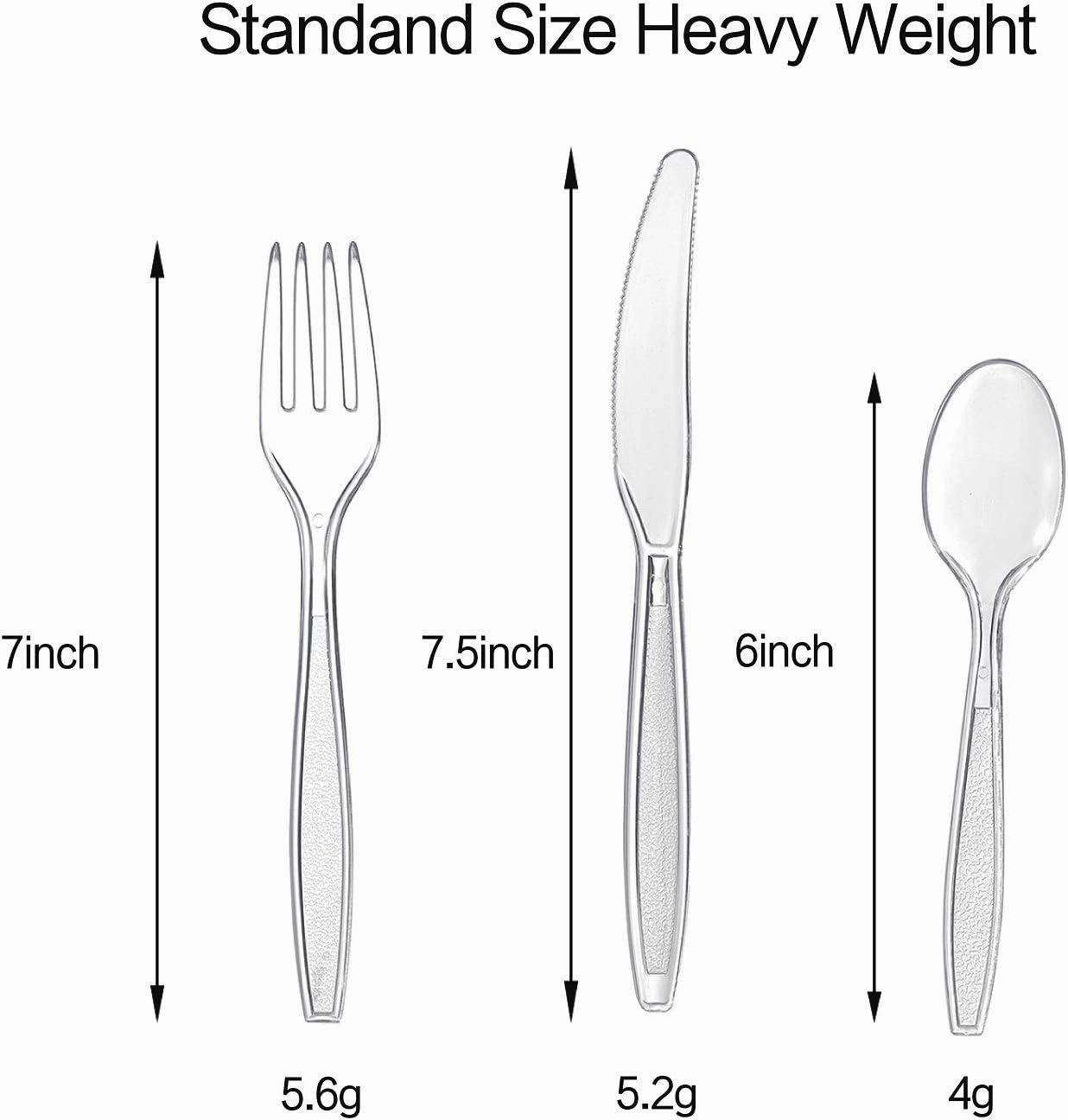 Cutlery Set Plastic Utensils Clear Forks Spoons Knives Disposable Silverware Heavyweight [300 Combo Box]