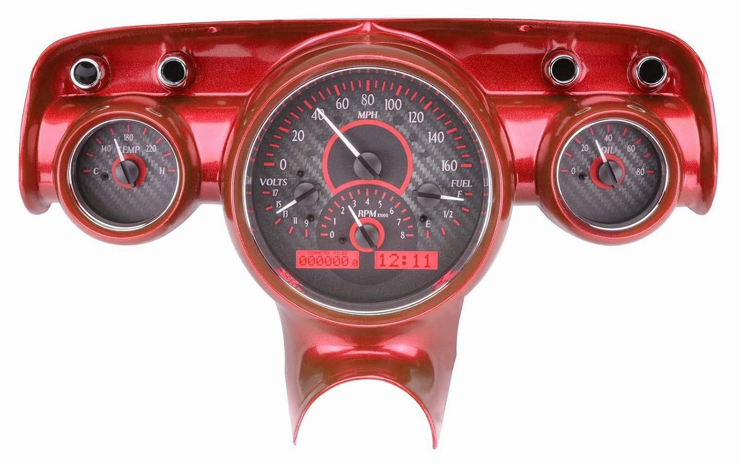 Dakota Digital 57 Chevy Car Analog Dash Gauges System Carbon Fiber Red VHX-57C-C-R