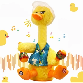 Dancing Duck Toy for Boys and Girls, Talking Musical Duck Toy Record & Repeat Electronic Imitation Plush Toy for Kids 120 Songs with LED Lighting for Home Decoration (Yellow)