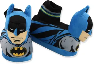 DC Comics Batman Toddler Kids Plush 3D Head Sock Top Slippers (Blue, 7-8 M US Toddler)