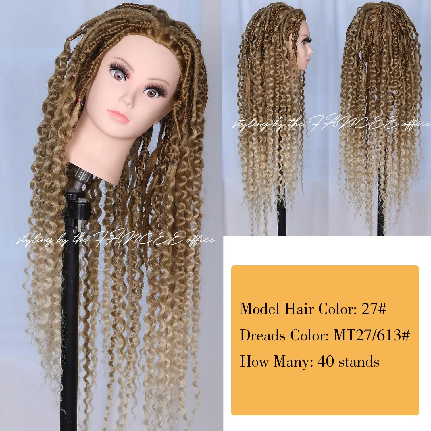 DE Dreadlock Extensions Ombre Blonde Synthetic Wavy Double Ended Dreads 10 Strands Handmade Crochet Dreads Soft Loc Extensions for Women Men 24 inches 1B613