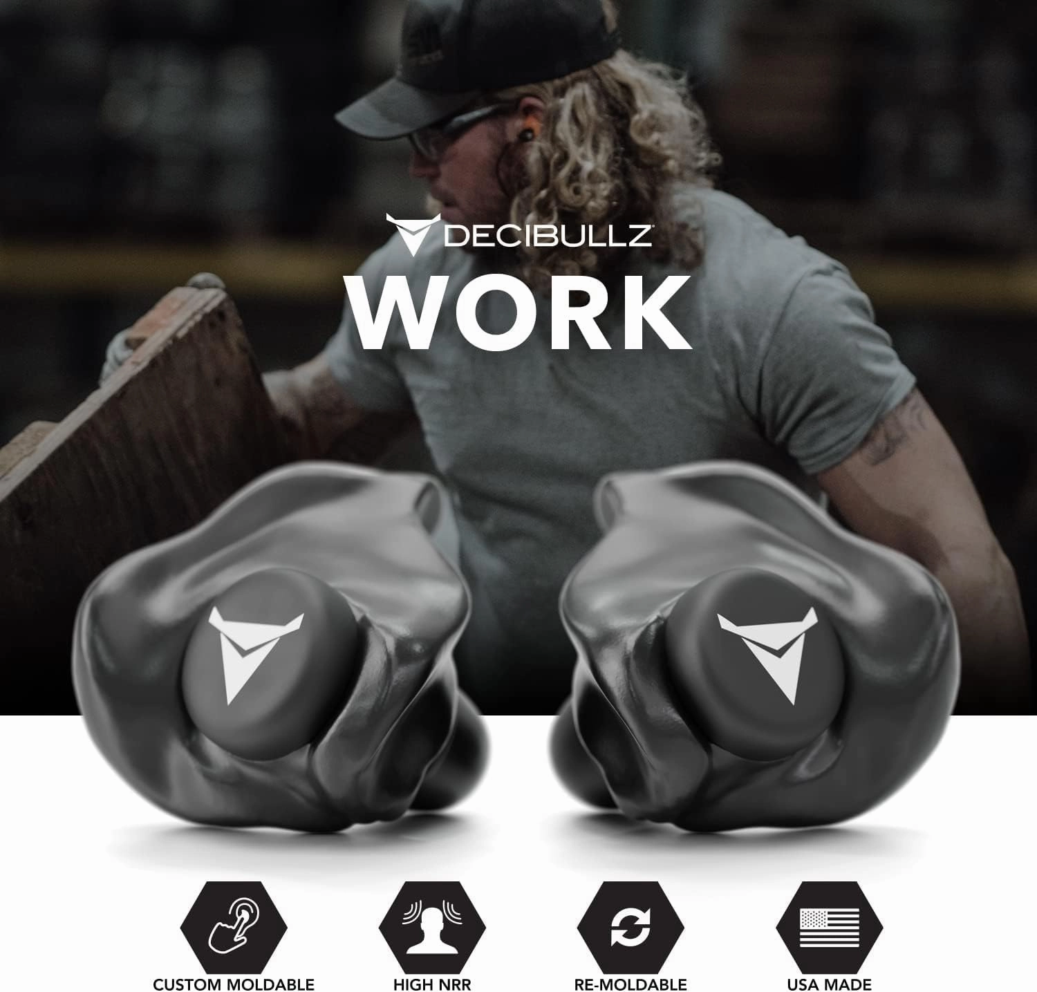 Decibullz - Custom Molded Earplugs, 31dB Highest NRR, Comfortable Hearing Protection for Shooting, Travel, Work and Concerts