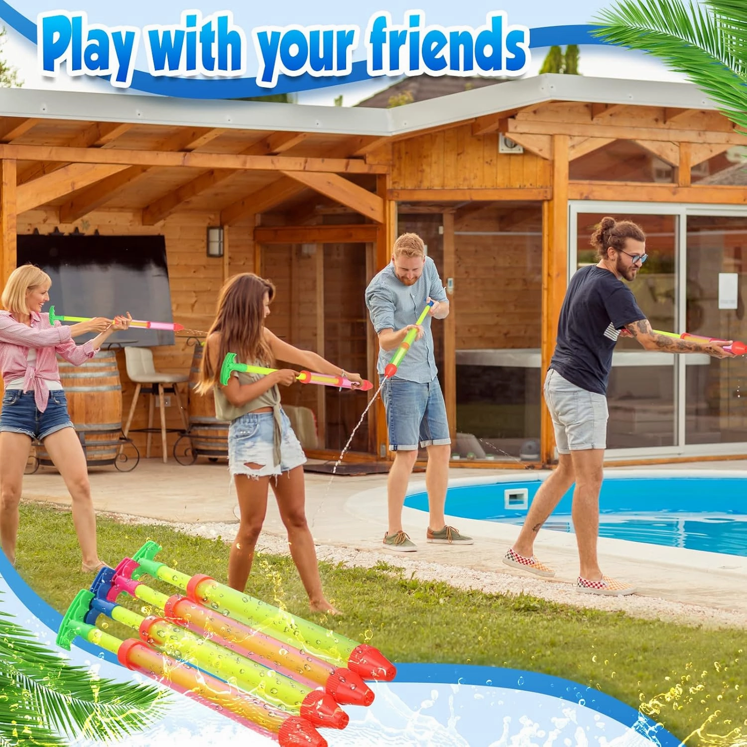 Deekin 36 Pcs Water Gun Pool Toys Plastic Squirt Gun with Scale for Swimming Pool, Beach, Water Park, Garden, Indoor and Outdoor Game (Bright Colors,17.3 Inch)