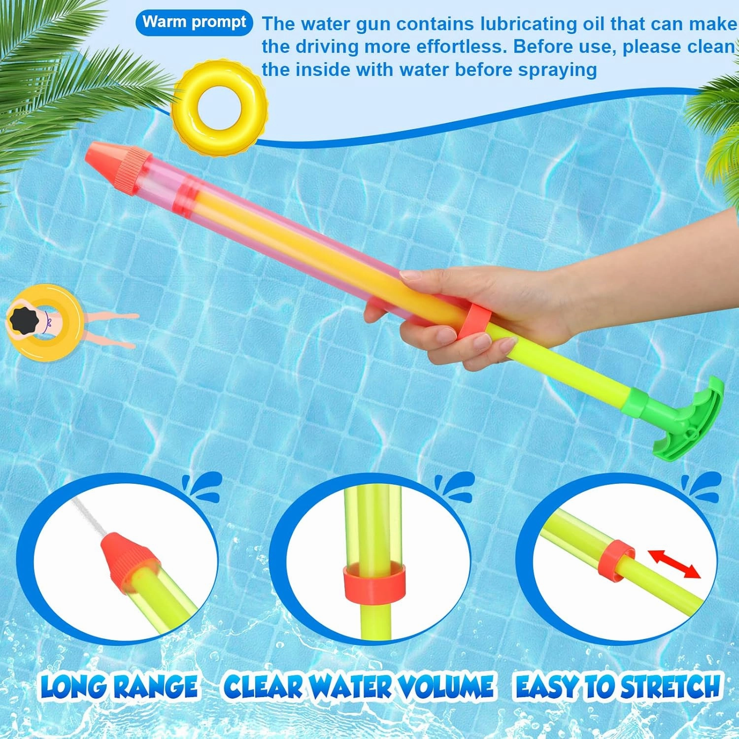 Deekin 36 Pcs Water Gun Pool Toys Plastic Squirt Gun with Scale for Swimming Pool, Beach, Water Park, Garden, Indoor and Outdoor Game (Bright Colors,17.3 Inch)