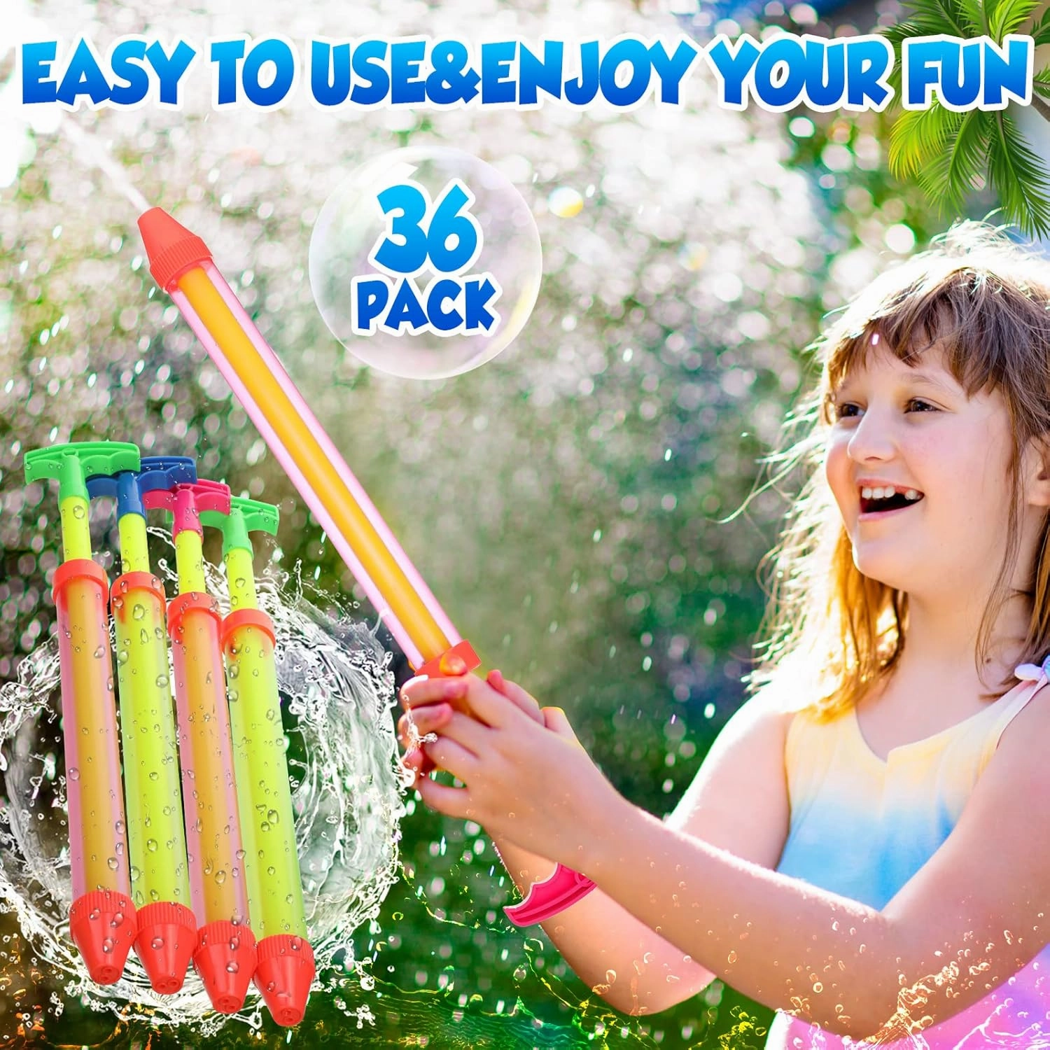 Deekin 36 Pcs Water Gun Pool Toys Plastic Squirt Gun with Scale for Swimming Pool, Beach, Water Park, Garden, Indoor and Outdoor Game (Bright Colors,17.3 Inch)