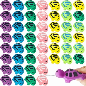 DEEKIN 50 Pieces Turtle Bath Toy Baby Rubber Water Squirting Turtle Toy Bulk Cute Sea Life Animal for Kid Toddler Bathtub Summer Swimming Pool Party Favor Supplies, 6 Assorted Colors