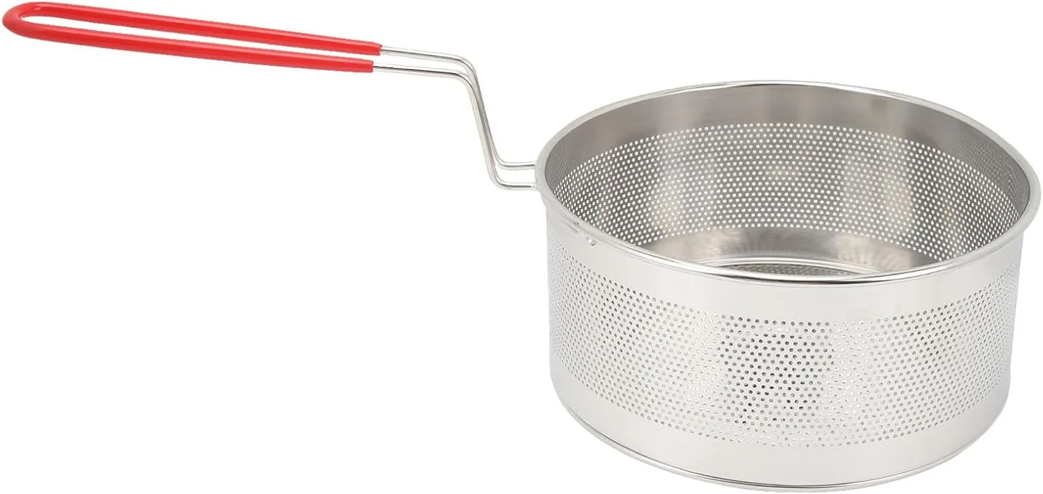 Deep Fryer Basket Round 304 Stainless Steel Fry Baskets with Handle for French Fries Onion Rings Chicken and More