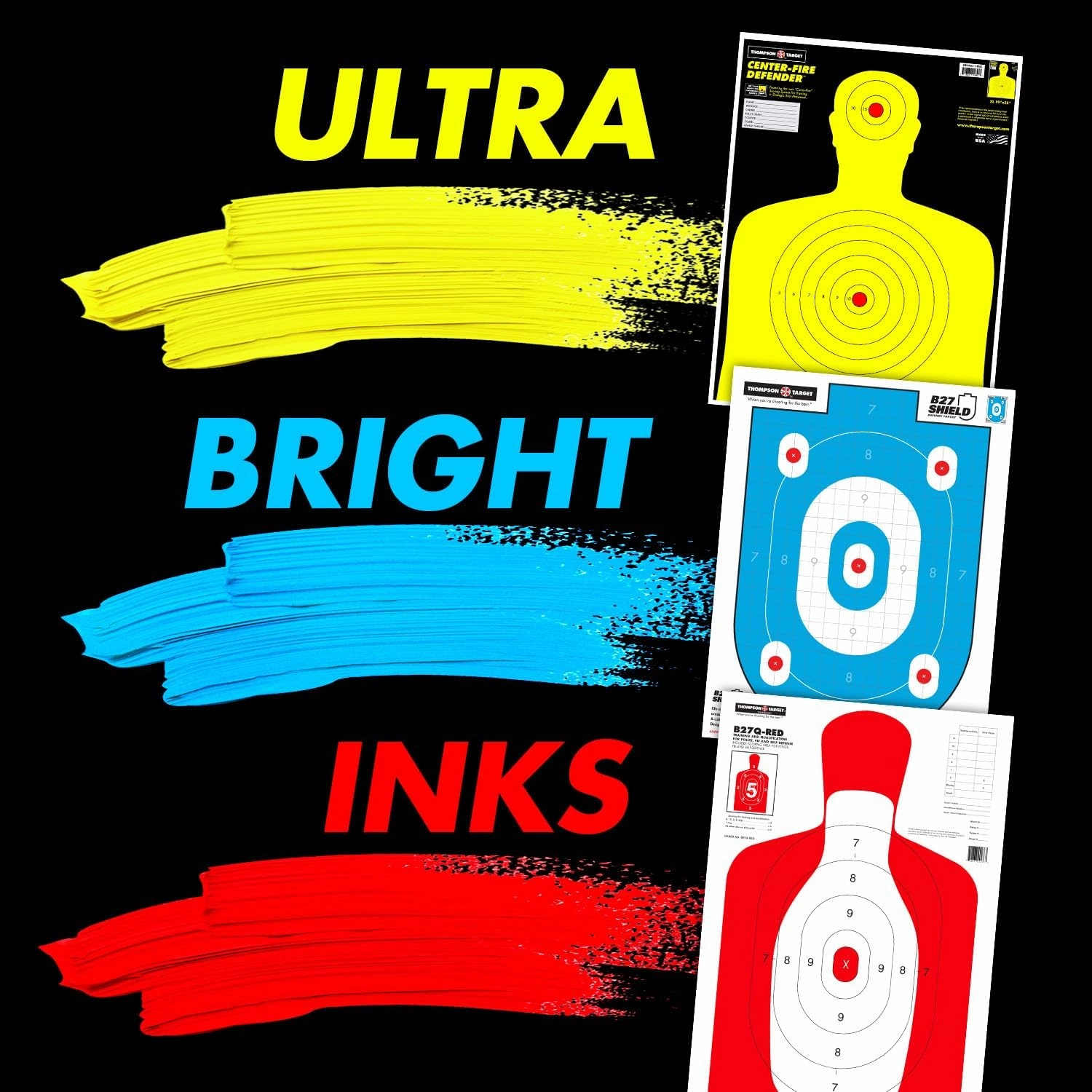 Defender Series Life-Size Human Silhouette Ultra Bright Paper Gun Range Shooting Targets 19x25 Inch - Made in The USA