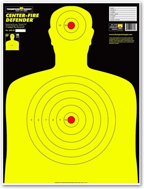 Defender Series Life-Size Human Silhouette Ultra Bright Paper Gun Range Shooting Targets 19x25 Inch - Made in The USA