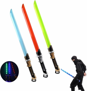 Deluxe 26 Inch LED Light up Ninja Toy Dragon Sword with Motion Activated Clanging Sounds Nice Gift (Blue)