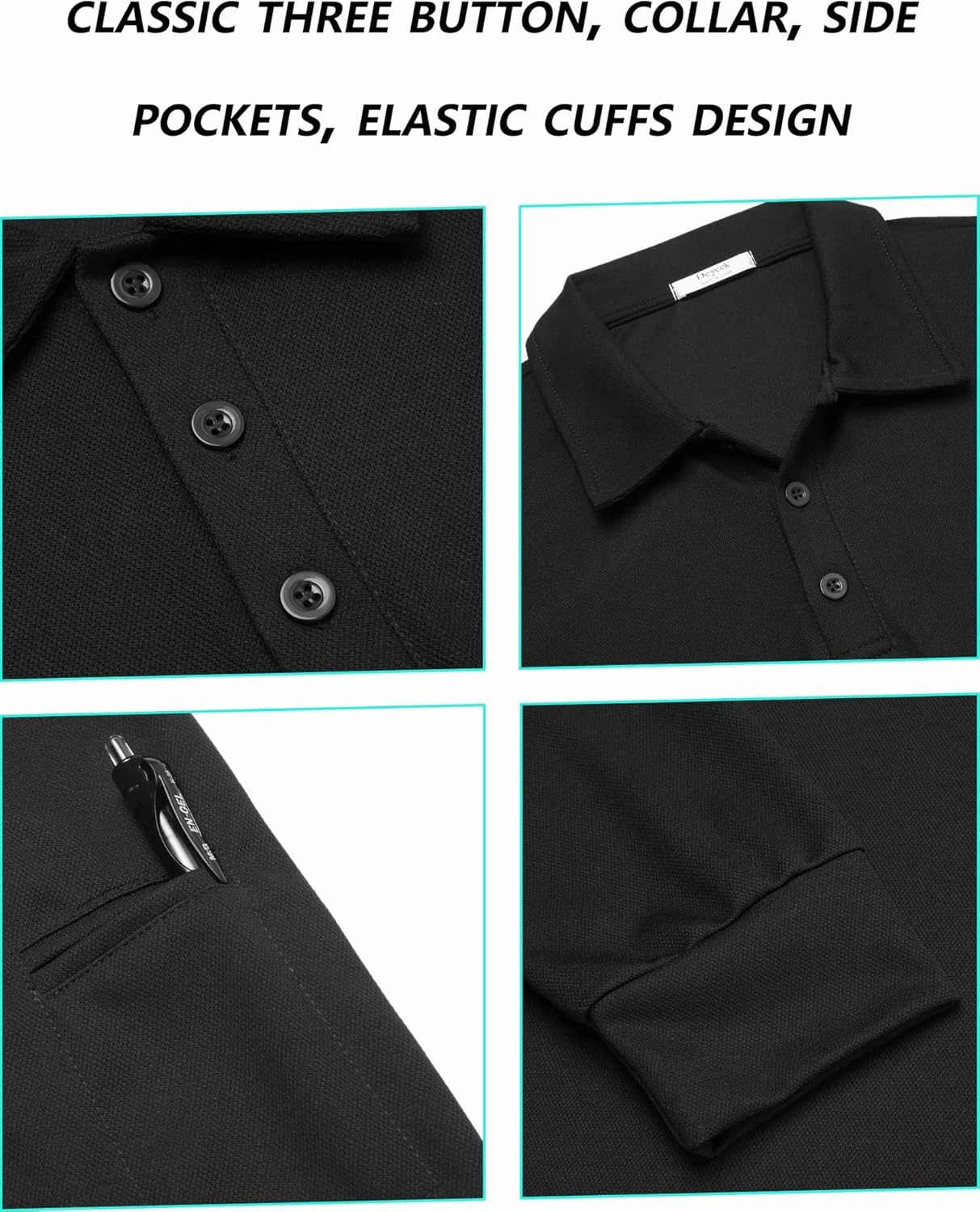 Deyeek Men's Polo Shirts Long Sleeve Golf Polo Shirts for Men Quick Dry UPF 50  Sun Protection Polos Casual Collared Shirts