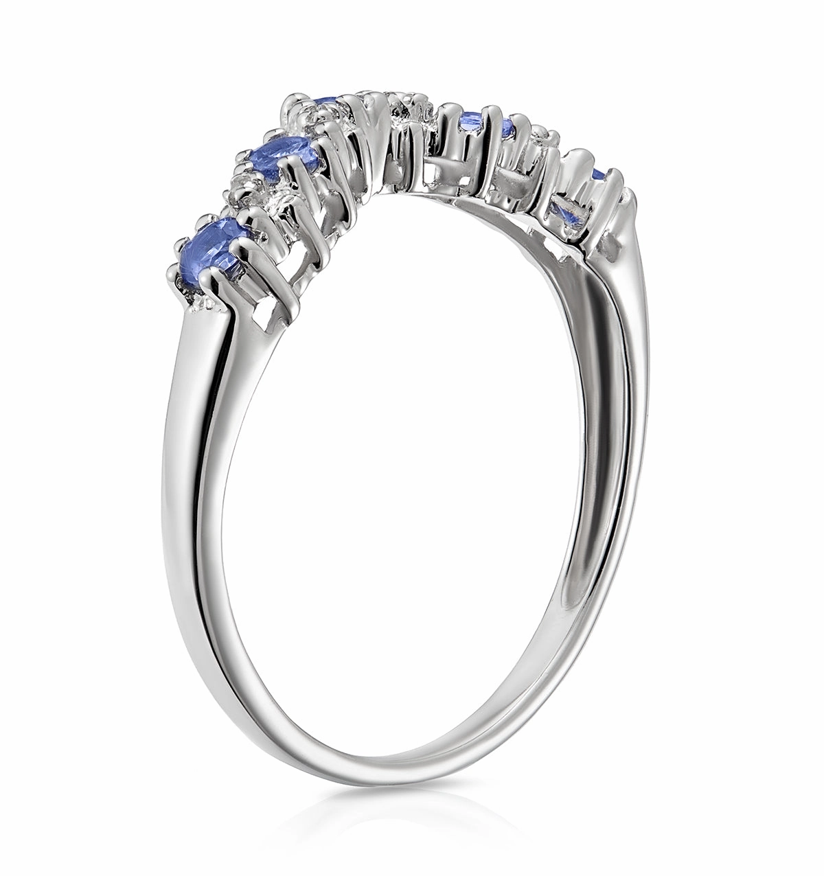 Diamond and Tanzanite 0.35CT Wishbone Ring in 9K White Gold