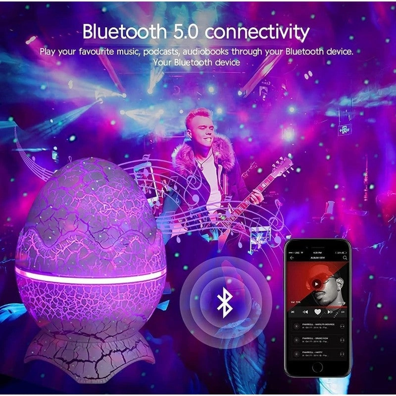 Dinosaur Egg Star Projector for Bedroom, Night Light Projector with Music Bluetooth Speaker