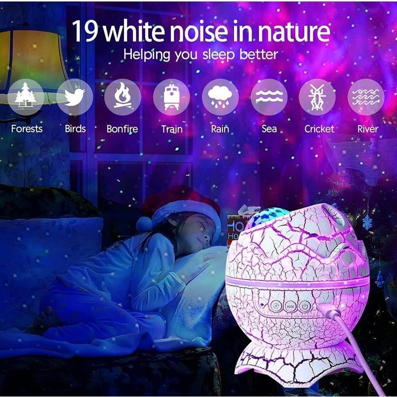 Dinosaur Egg Star Projector for Bedroom, Night Light Projector with Music Bluetooth Speaker