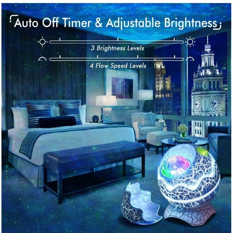 Dinosaur Egg Star Projector for Bedroom, Night Light Projector with Music Bluetooth Speaker