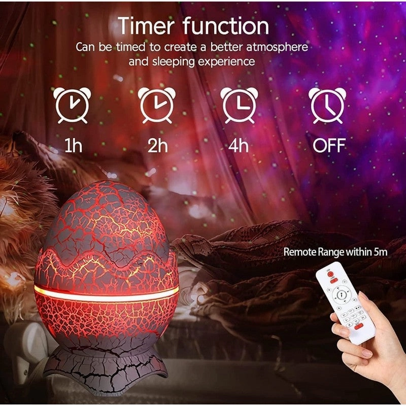 Dinosaur Egg Star Projector for Bedroom, Night Light Projector with Music Bluetooth Speaker