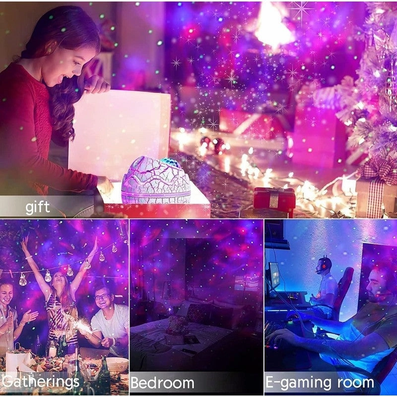 Dinosaur Egg Star Projector for Bedroom, Night Light Projector with Music Bluetooth Speaker
