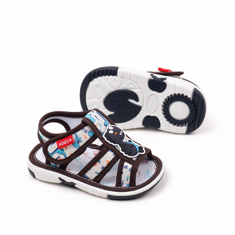 Dinosaur Patch Hollow Out Musical Booties - Brown