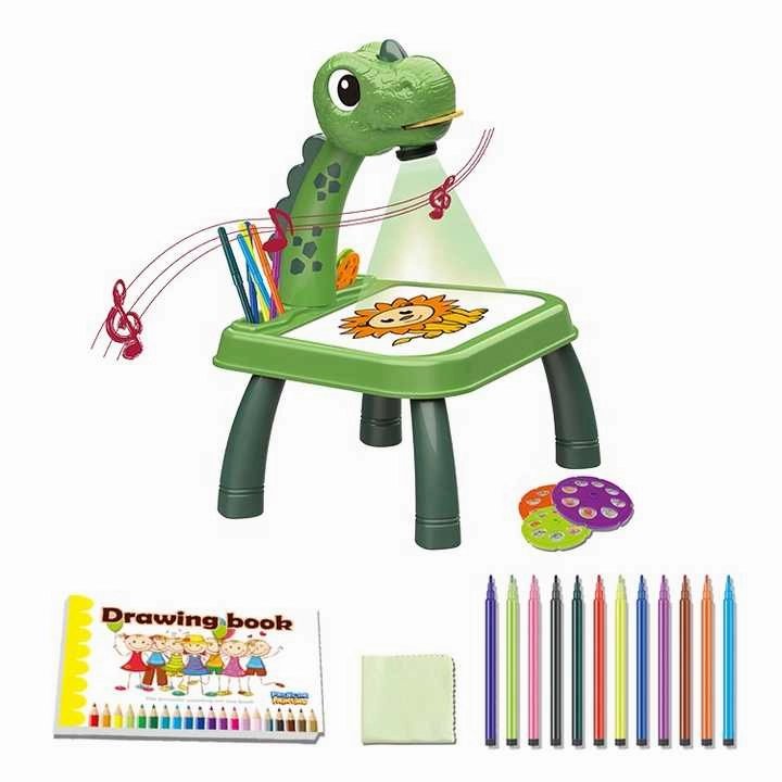 Dinosaur Projector Painting Desk Fun & Educational Drawing Toy for Kids (Battery Operated)