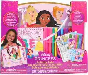 Disney Princess Activity Tote – Ultimate Princess Adventure Bag with Coloring Books, Stickers, Crayons & Games – Travel-Friendly Art Set for Girls Ages 3  – Great Gift for Creative Play