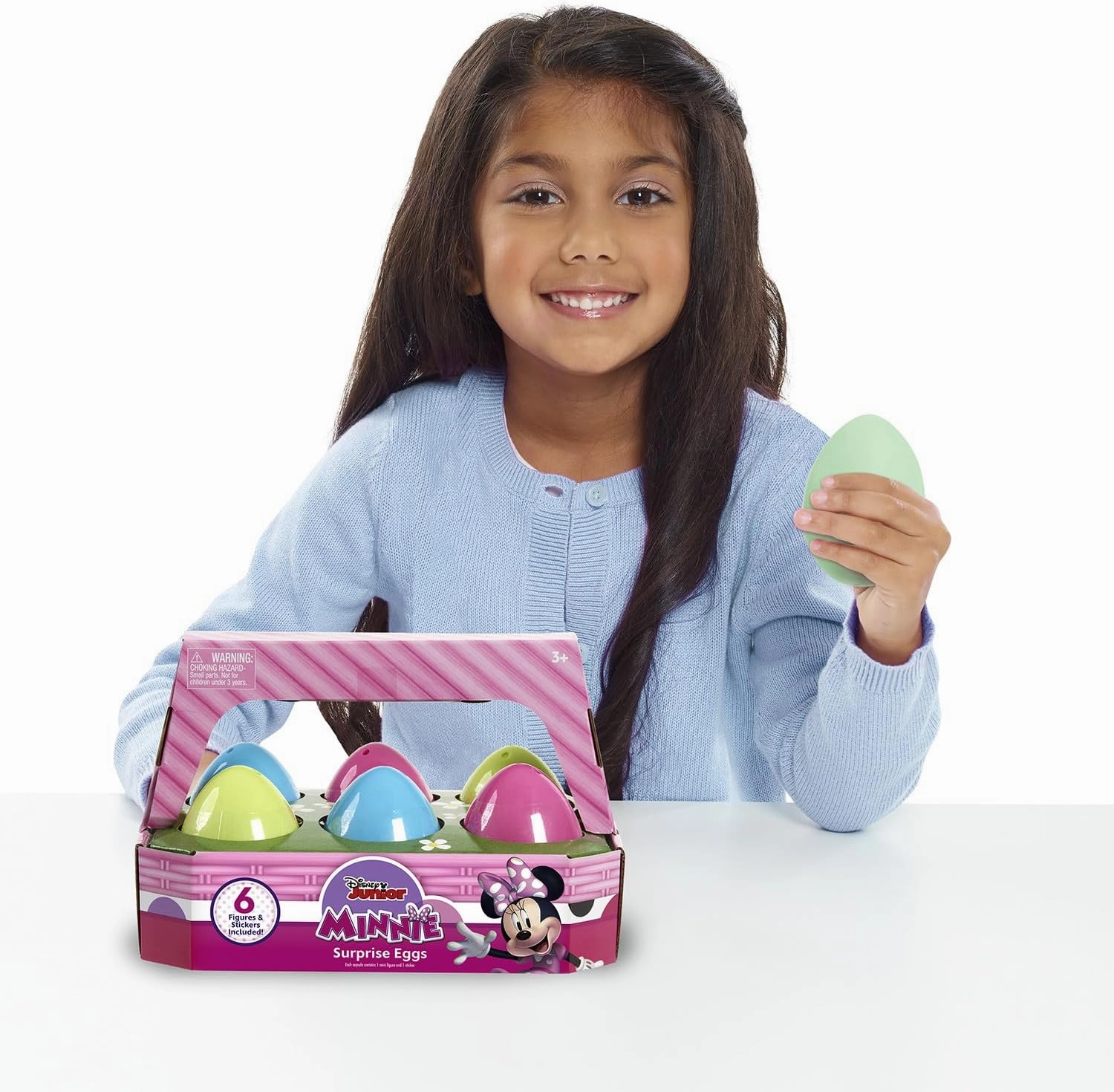 Disney Junior Minnie Mouse 6-Pack Surprise Eggs, Includes Characters and Stickers, Easter Gifts and Basket Stuffers, Kids Toys for Ages 3 Up by Just Play